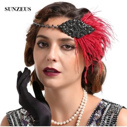 Women Party Headwear with Beaded Feathers Gold Hair Accessories Wedding Bridal Hair Wear cheveux accessoires pour femmes BQ011