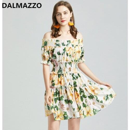 2021 New Summer Ladies Slash Neck Strapless Print Mini Dresses Womens Clothes Elastic Waist Big Sizes A-Line Vestidos Female XL