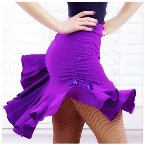 2017 New Sexy Latin Salsa Tango Rumba Cha Cha Ballroom Dance Dress Skirt Black Purple Square Dance Latin Dancewear for Women