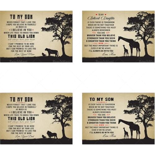 Giraffe, Lion Inspirational Quotes I Believe You | Lion Wall Art | Inspirational Quotes Print Decorative Gift Posters for Mom, D