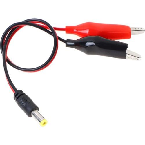 1PCS 2 Alligator Clip To 1 Male DC Power Plug Connector Adapter 25CM Wire DC 5.5*2.1mm Clips Crocodile Test Leads