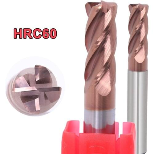 1PC HRC60 4Flute Corner Rounding End Mills 1MM- 12MM 3MM 4MM 5MM 6MM 8MM Tungsten Steel EndMill Cutting CNC Alloy Milling Cutter