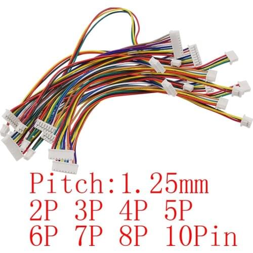 10Pcs JST 1.25mm 2P 3P 4P 5P 6P 7P 8P 10 Pin Female to Female Jack Terminals Plug Electronic Wire Cable Connector 10/15/20/30CM