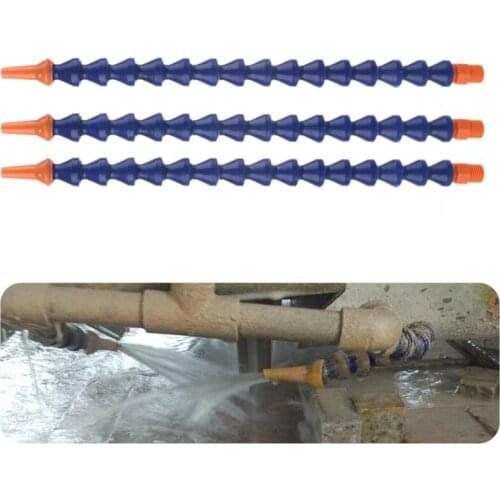10 Pcs Round Nozzle 1/4PT Flexible Oil Coolant Pipe Hose Blue Orange