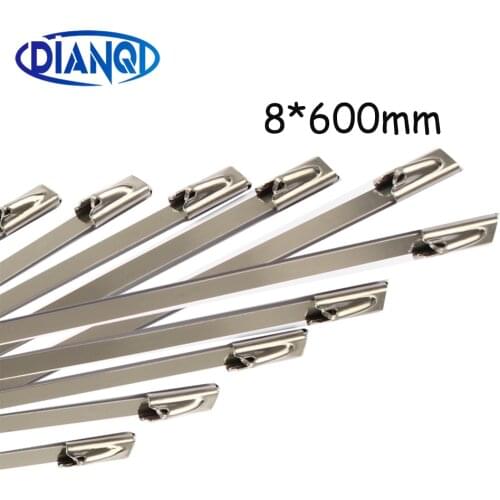 100pcs 8*600mm 8x600mm 8mmx600mm Latching Self-Locking Stainless Steel Zip Cable Tie Lock Tie Wrap cable ties 201 304 316