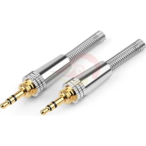 3.5mm Male Headphone Connector Stereo Gold-Plated Assembly Plug Front Threaded With Spring Earphone Adapter Audio Jack Hifi 3.5