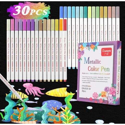 30 Colours Metallic Marker Pens for Glass Paint Rock Painting Stone DIY Card Making Plastic Pottery Wood Metal Surface