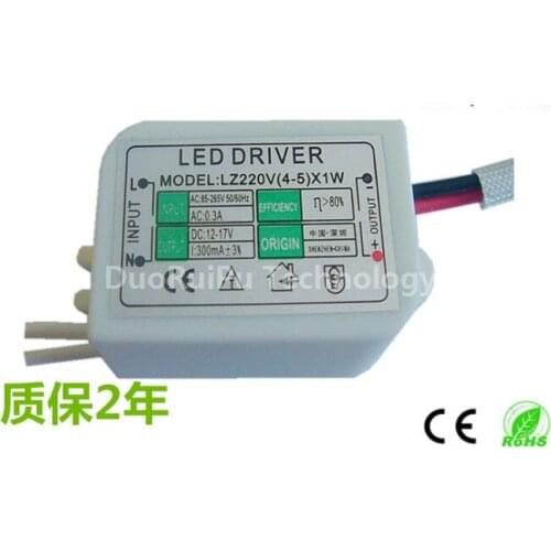 4-5)*1W LED Driver power source for celling Led lights Downlights non-watertight AC85-265V DC12-18V 300mA Free shipping
