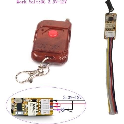Sleeplion 3V 3.7V 5V 6V 9V 12V Mini Relay Wireless Switch Remote Control Power LED Lamp Micro Receiver Transmitter 3V-12V Switch