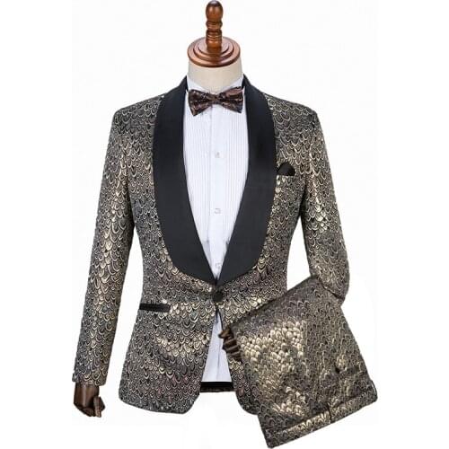 Gwenhwyfar Shiny Shawl Collar Tuxedo Suit Blazer Men Wedding Groom Singer Prom Glitter Suit Jacket DJ Club Stage Blazer Hombre