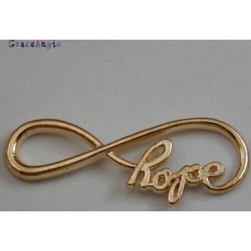 GraceAngie 15pcs Gold Hope Bracelet Connectors Charms Infinite Symbol Shape Jewelry DIY Women Bangle Making Accessory Fashion