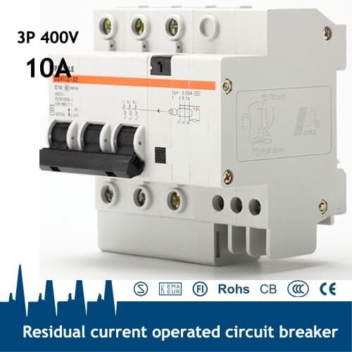 CE certificated 3P+N 10A IP65 Electrical Plastic Circuit Breaker RCBO
