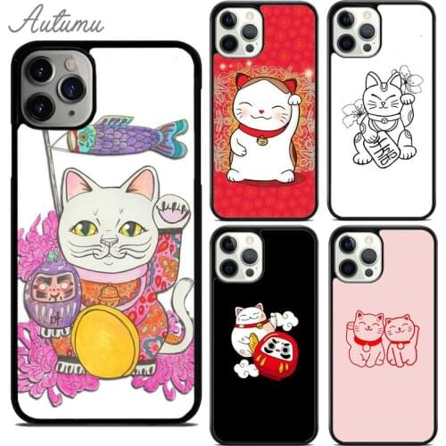 Cute lucky cat Phone Case for iPhone 11 12 Pro Max mini X XR XS SE 2020 5 6S 7 8 Plus Samsung Galaxy S8 S9 S10 Cover shell