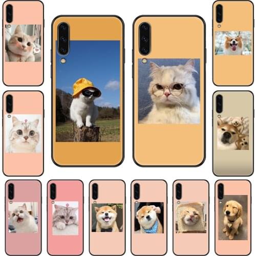 Lovely Cute Animal Cat Dog Phone case For Samsung Galaxy A 3 5 8 9 10 20 30 40 50 70 E S Plus 2016 2017 2018 2019 black painting