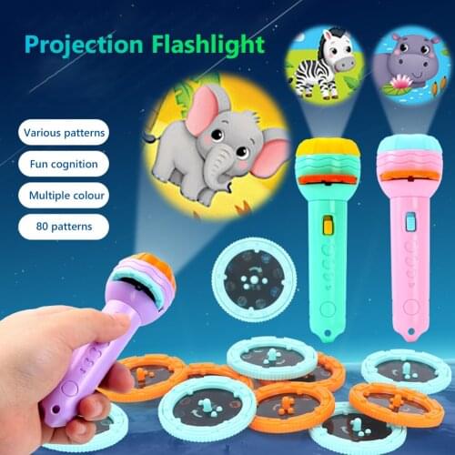 Baby Sleeping Story Book Slide Flashlight Projector Luminous Torch Lamp Light Up Toy Educational Birthday Gift with 24 Patterns
