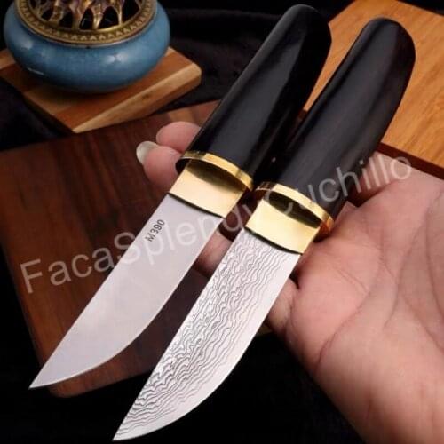 Palace Warrior II Pocket Straight Fixed Blade Knife M390/Damascus VG10 Blade Ebony Handle Tactical Fishing EDC Survival Tool