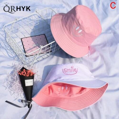 Double Sided Wear Straberry Embroidery Panama Bucket Hat Men Women Summer Bucket Cap Hip Hop Hat Fisherman Hat