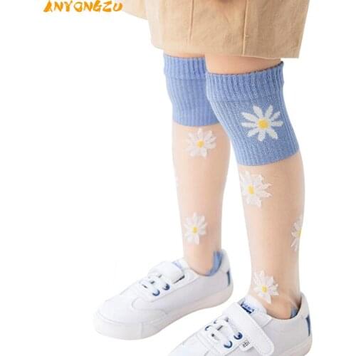 Girls Knee High Socks Summer Mesh Long Elastic Children Girl Trendy For 3-8 Years Baby socks Floral Kids Transparent visible