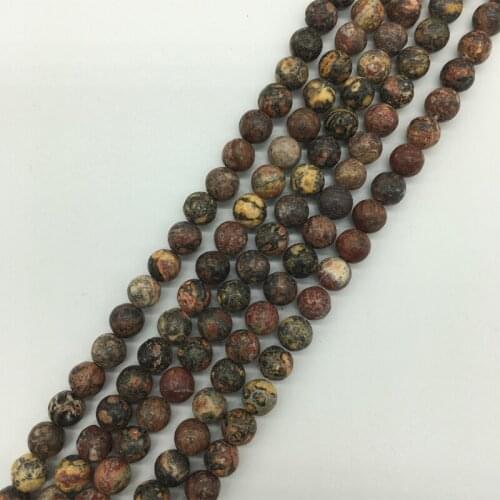 4 6 8 10 12mm Natural Red Leopard Stone Beads Round Spacer Loose Beads For Jewelry Making Strand 15'' DIY Craft Material