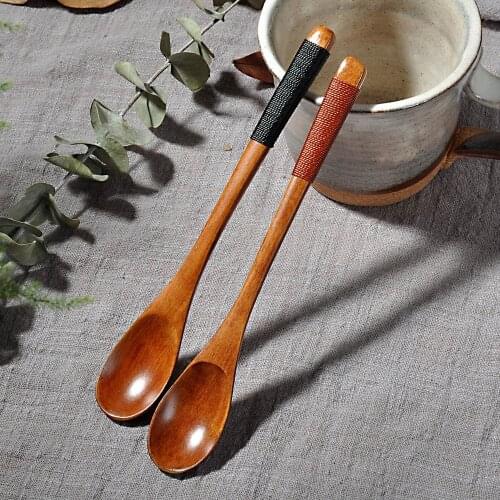 Hot Sale Wooden Spoon Bamboo Kitchen Cooking Utensil Tools Soup-Teaspoon Tableware Childrens soup spoon Kitchen accessories