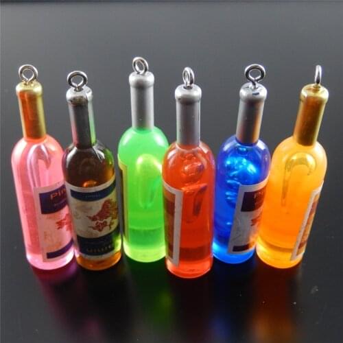 Julie Wang 5PCS Mini Colorful Bottes Charms Fashion Acrylic Jewelry Pendant Charm Hanging Decoration Accessory