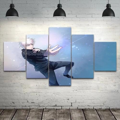 Modular 5 Pcs Japan Anime Pictures Wall Art Gojo Satoru Poster HD Prints Jujutsu Kaisen Canvas Painting Home Decor Bedroom Frame