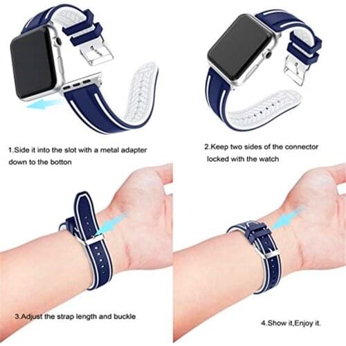 Soft Silicone Sports Apple Watch Band Compatible Apple Watch4/3/2/1 Mens And Womens Wrist Strap For Iwatch Series44/42/40/38mm