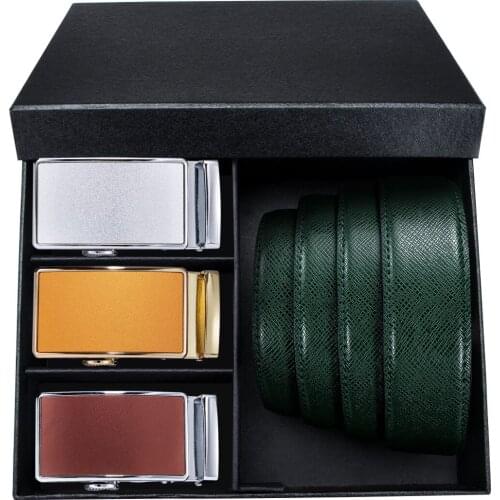 Newest Fashion Mens Leather Belt High Quality Cowskin Leather Automatic Buckle Belts For Men Gift Causal Ceinture Homme DiBanGu