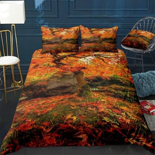 Autumn Ablaze Quilt Cover Pillowcase 3Piece Comforter Bedding Set With Pillow Case Single Double Duvet Cover Home Decora