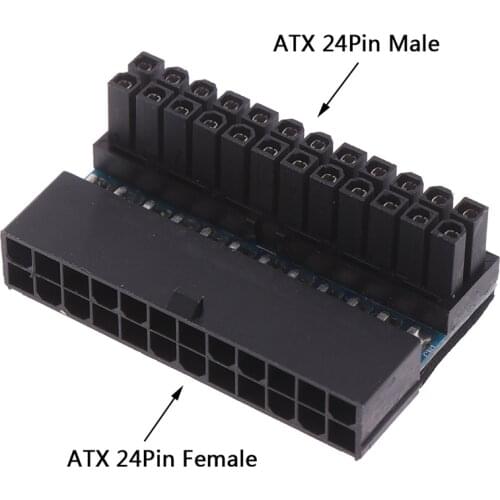 ATX 24Pin 90 degree 24 pin to 24pin Power Plug Adapter Mainboard Motherboard Power Connectors Modular for Power Supply Cables
