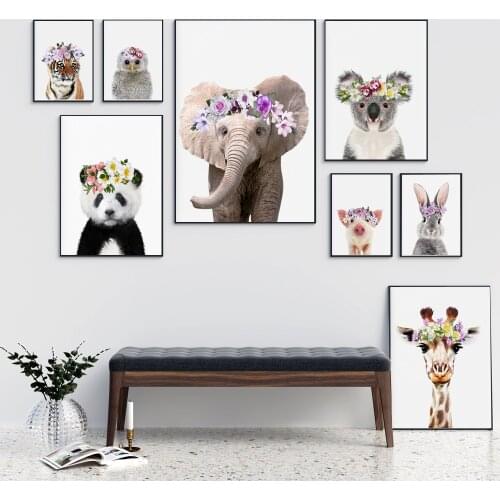 Poster Cartoon Animal Wall Art Canvas Painting Rabbit Nordic Style Kids Decoration Baby Room Decor Posters And Prints Unframed