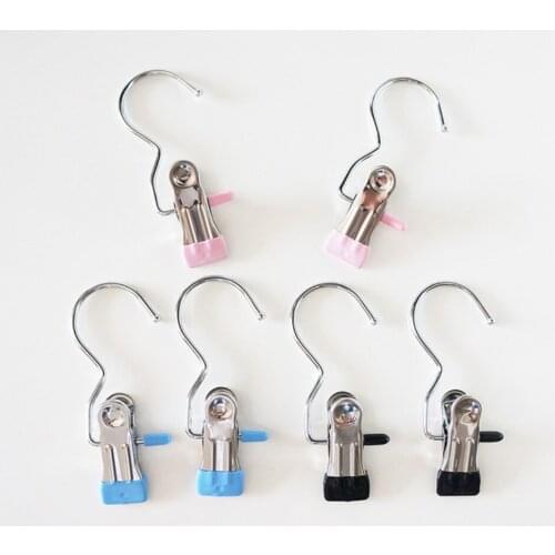 Stainless Steel Household Clothes Storage Rack Laundry Hook Clothes Clip Hanging Clothespin Boots Curtains Drying Rack