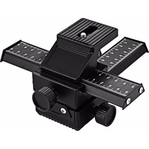 Pro 4 Way Magnesium Alloy Macro-Focusing Rail Slider Close-up Shooting Photography Tripod Head for DSLR Camera