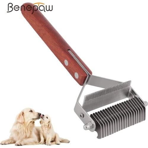 Benepaw Professional Dog Brush Comb 2 In 1 Double Head Safe Quality Pet Grooming Tool For Deshedding Mats Tangles Removing