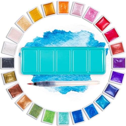 Professional 12/24/48 Colors Pearlescent Watercolor Paints Set Pigment Solid Paint for Art Supplies