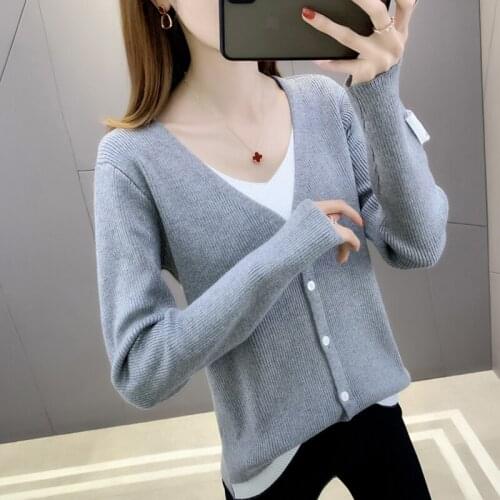 Room 201344, row 4, No. 7, lower part] real photo of two long sleeve knitted cardigans with V-neck buttons