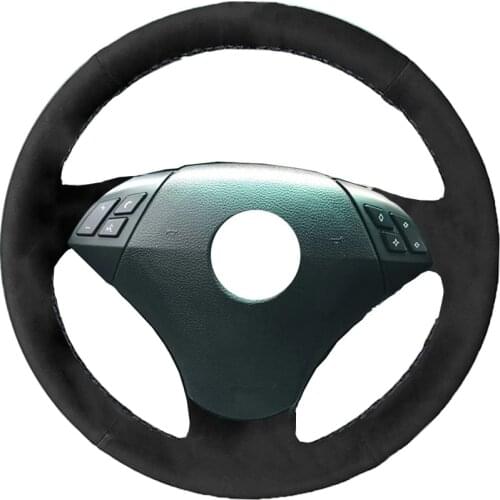 Auto Alcantara Leather Hand-Stitched Black Suede Car Steering Wheel for BMW 520i 520li 523 523li 525 525i 530 530i 535 545i