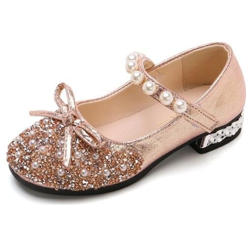 Girls Princess Sandals Party Shoes Sequins Children Leathe Sandals Christmas Child High Heels Kids Dance Shoes