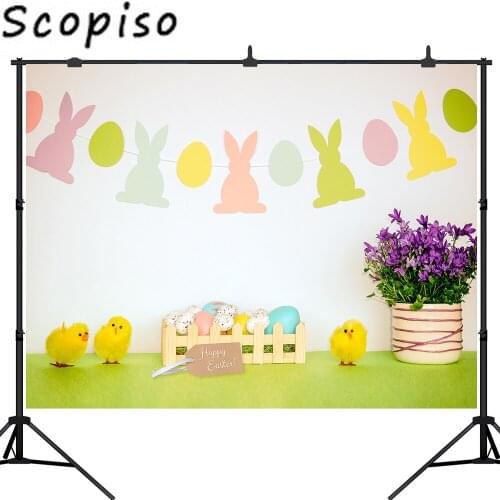 Scopiso Photography Backdrop Spring Easter Wood Fence Flowers Green Grass Background Photo Studio Photophone Photocall Props