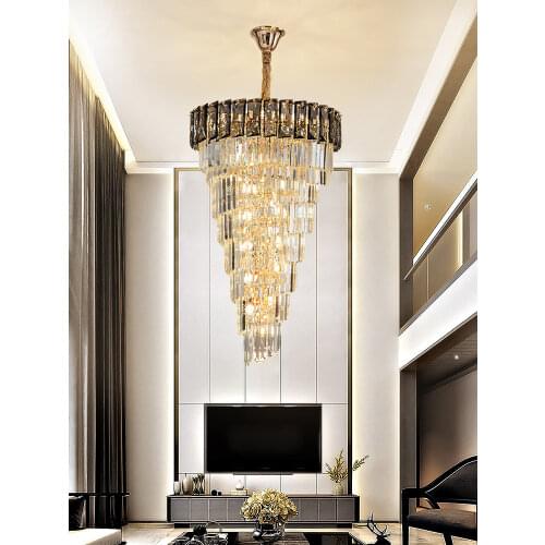 Modern Staircase K9 Crystal Atmospheric Chandelier Corridor Crystal Lamp Luxury Home Decoration Indoor Lighting Long Chain Lamp