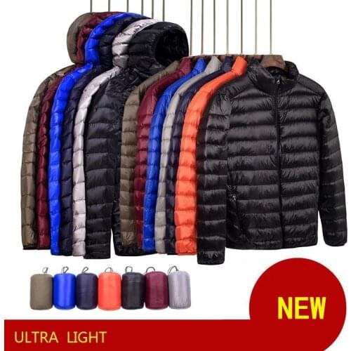 Light Down Coat Jacket Men Ultra Lightweight Jacket Windproof Breathable Portable Storage Men Hoodies Jackets For Spring Autumn