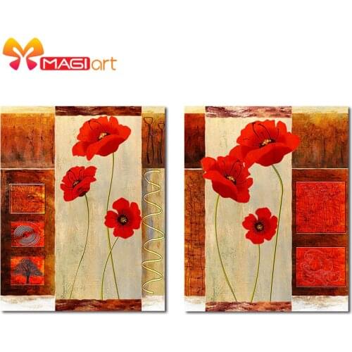 Cross stitch kits Embroidery needlework sets 11CT water soluble canvas patterns 14CT Mordern style A pair of safflower-NCMF089