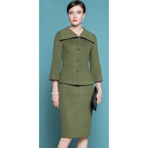 High End Wool Professional Suit WomenS Winter New Temperament Slim Two-Piece Suit Skirt