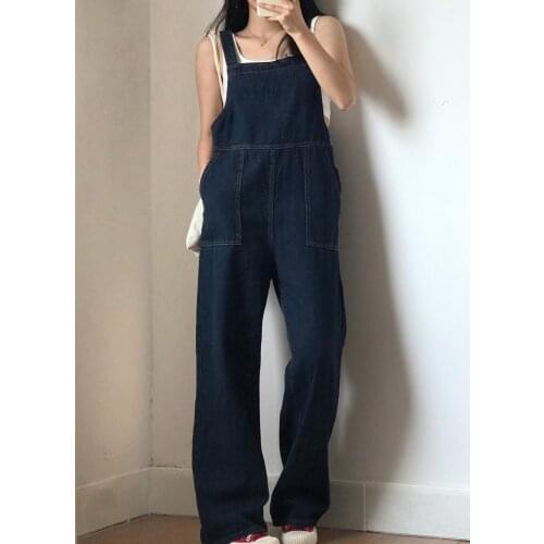 Woman Jeans Pants Casual Loose Denim Suspender Pants Straight Women Pantalones Vaqueros Mujer