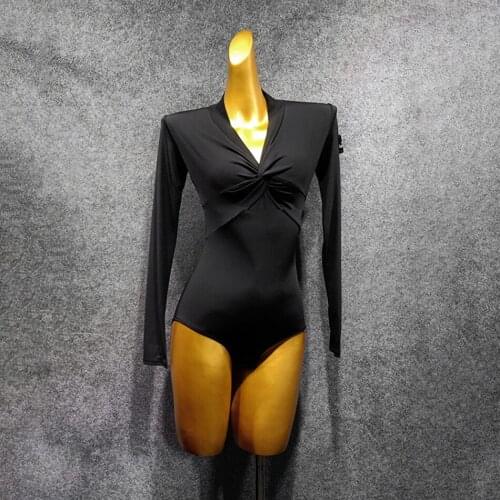 Latin Dance Dress Women Long Sleeve Black Latin Dance Tops for Ballroom Samba Tango Chacha Dancing Performamnce BY437