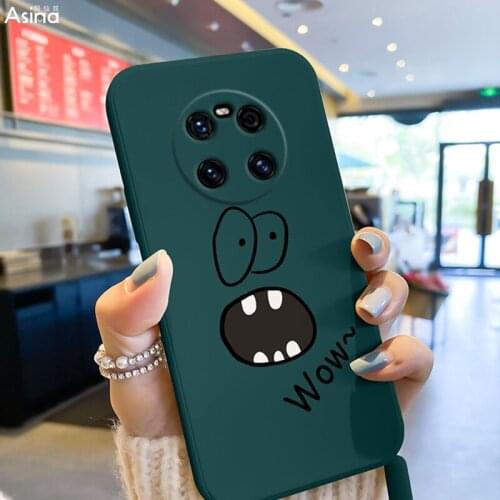 ASINA Liquid Silicone Case For Huawei Mate 40 30 Pro Lite Straight Edge Cute Cover For Huawei Mate 20 10 Fashion Funny Fundas