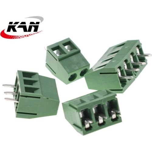10PCS 5.0 2Pin 3Pin PCB Screw Connecting Terminal Block Connectors 300V 10A KF128-2P KF128-3P Plug-in 5.0MM Green