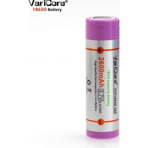 10pcs/lot VariCore 100% New Original 18650 ICR18650-26F 2600mAh Li-ion 3.7v Rechargeable Battery For Flashlight use