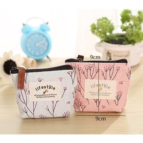 70PCS / LOT Girl Canvas Purse Simple Coin Bag Cut Card Key Money Small Bags Ladies Zero Wallet Wholesale