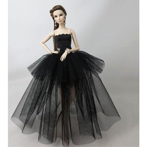 11.5" Classical Black Off Shoulder Lace Princess Dress for Barbie Dolls Clothes Party Gown 1/6 BJD Doll Accessory Playhouse Toys